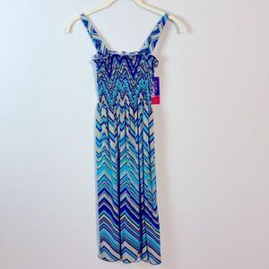American Fashion Jr.Miss S/M Boho Chevron Print Aqua Sundress